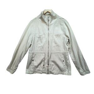Old Navy Utility Jaacket Womens Size M Beige Cinched Waist Full Zip High Neck